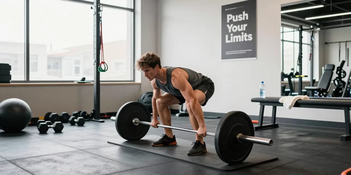 Astera Shop offers a vibrant fitness scene with dynamic weightlifting moments in a modern gym.