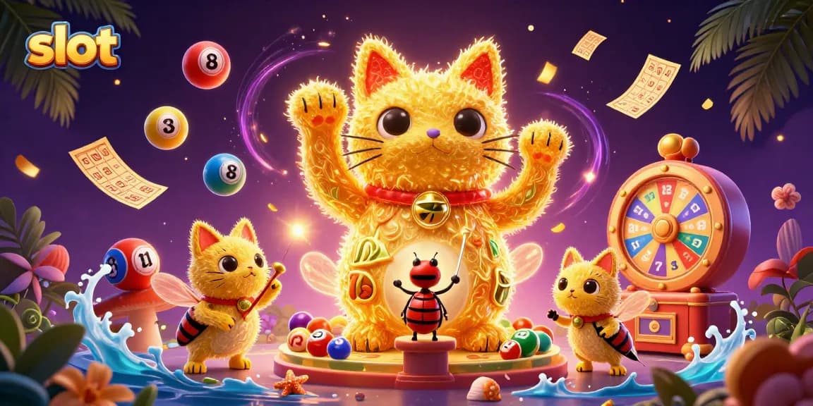 Spin exciting slot games with vibrant symbols in this dynamic 3D illustration.