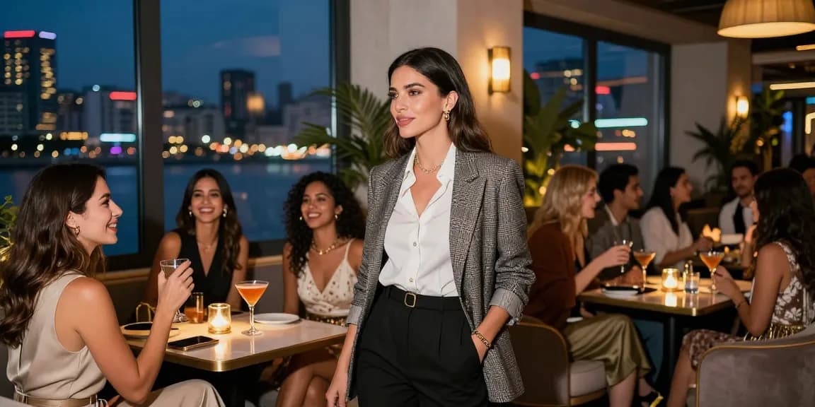 Antalya Merkez Escort enjoying an upscale nightlife experience in a vibrant urban setting.