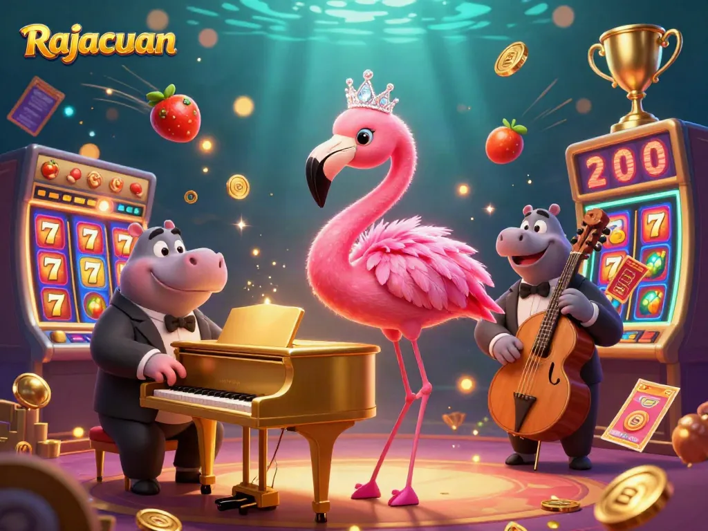 Engage in the thrilling action of Rajacuan with vibrant casino elements and dynamic characters.