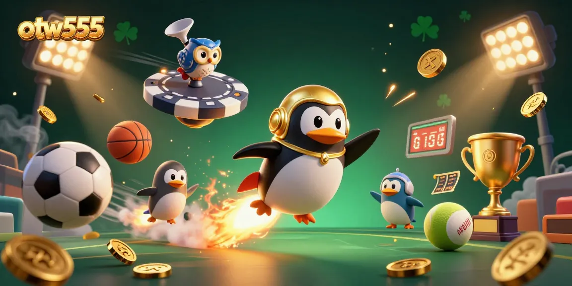 Boost your winnings with otw555 in this dynamic 3D casino illustration featuring exciting sports elements!