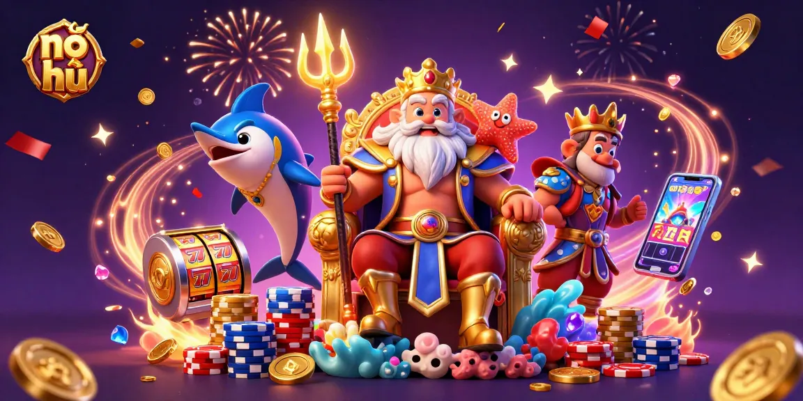 Experience the thrill of nổ hũ with vibrant slot action and dazzling elements in a magical casino scene.
