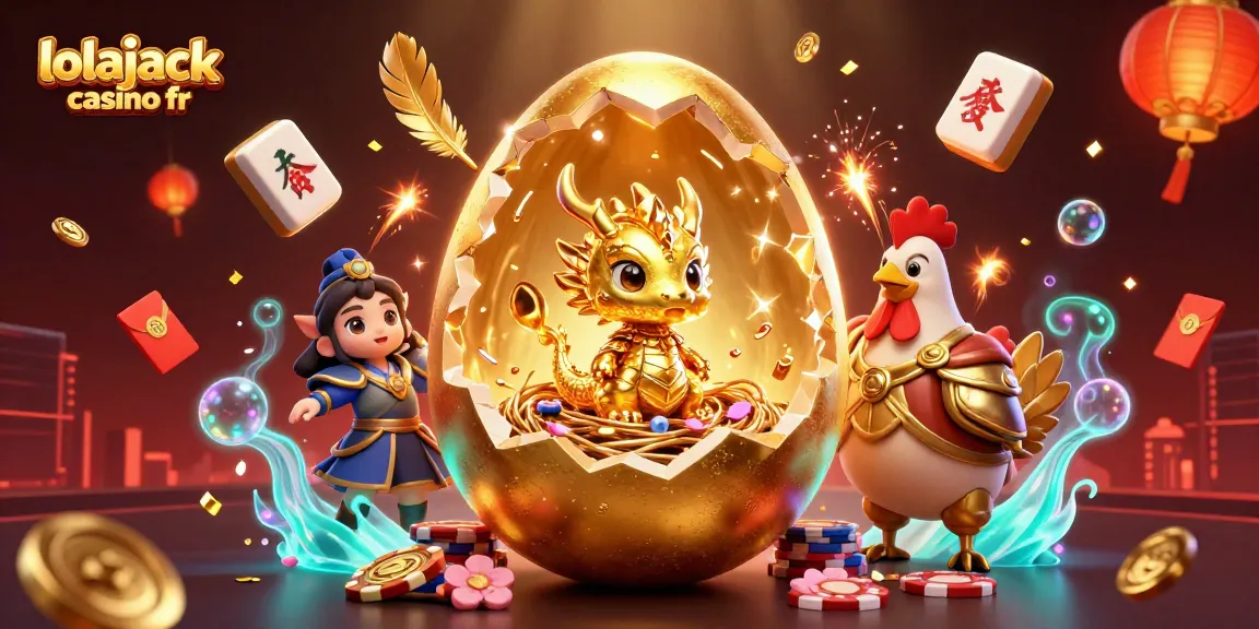 Découvrez le plaisir du jeu à Lolajack Casino FR avec un dragon doré sur des jetons de poker.