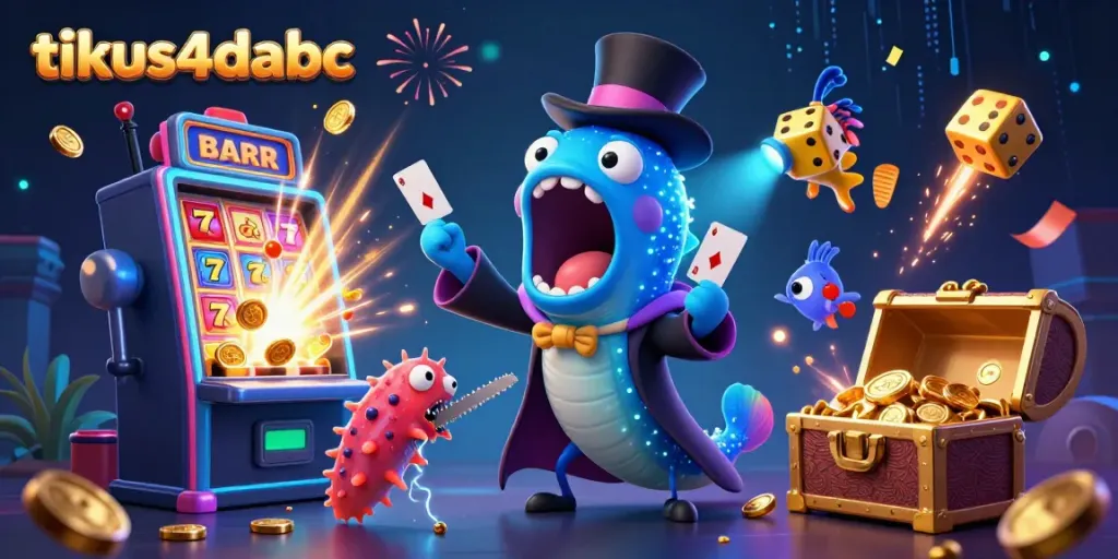 Gulper eel dan ikan angler di tikus4dabc menampilkan trik kartu sambil dikelilingi jackpot kasino
