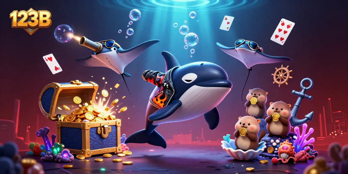 Experience thrilling games at 123B with a vibrant underwater casino scene featuring playful sea creatures and golden treasures.
