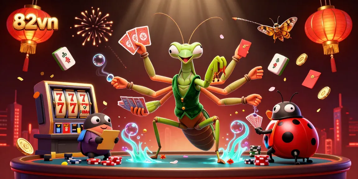Experience thrilling casino gaming at 82vn with a vibrant scene of character interactions, immersive elements, and lavish details.