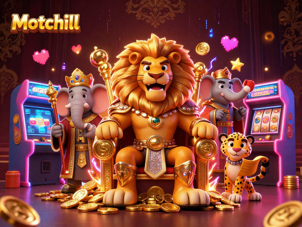 Experience the thrill of Motchill casino games with vibrant characters and dynamic elements in this enchanting scene.