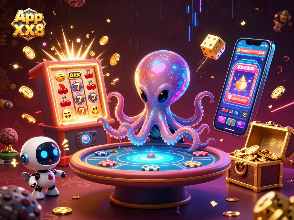 Experience the thrill of the App XX8 casino with an exciting alien theme, showcasing vibrant gameplay.