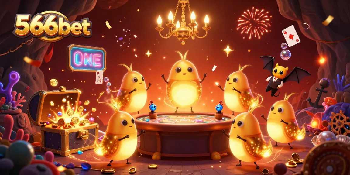 Engage with 566bet in a luminous 3D cave casino scene featuring animated glowworms and a bat dealer.