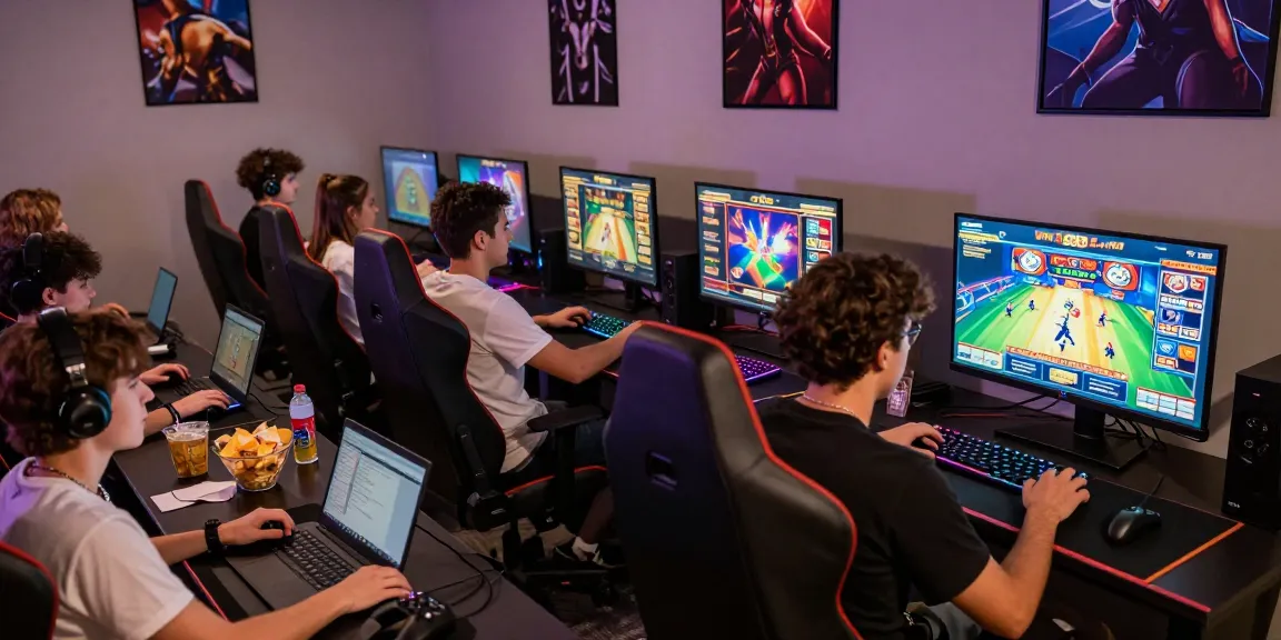 Online gamers enjoying vibrant slot games on wd138.com in a lively environment.
