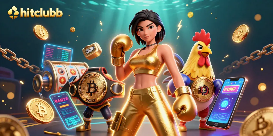 Experience thrilling gaming action with hitclubb, featuring dynamic casino elements in an energetic scene.