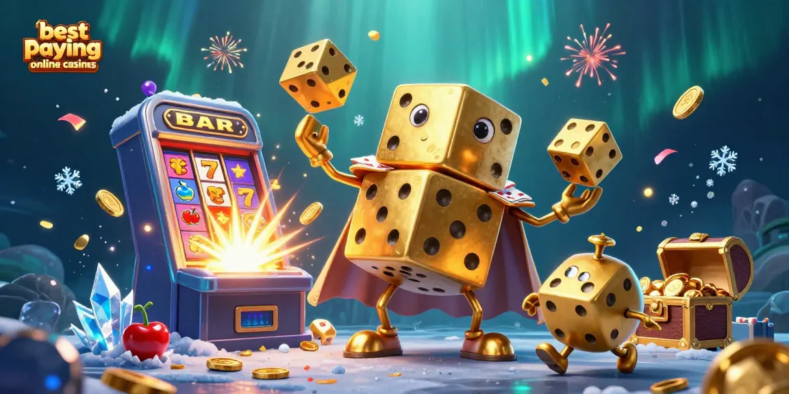 Experience the thrill at the best paying online casinos with golden dice, slot machines, and jackpots.