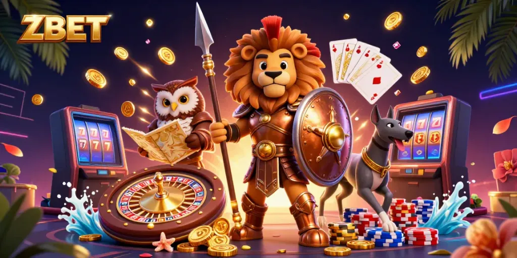 ZBET brings excitement to the casino with a Spartan lion, strategic owl, and swift greyhound among lottery elements.