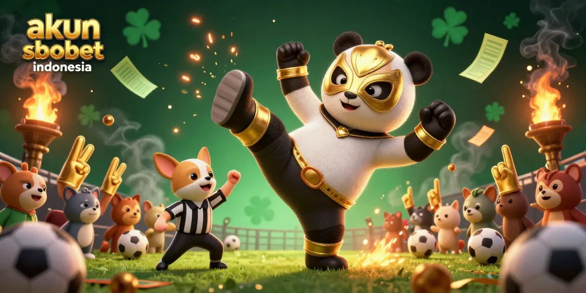 Experience the thrill of sports betting with akun sbobet indonesia as the 3D panda wrestler kicks through a dynamic casino scene.