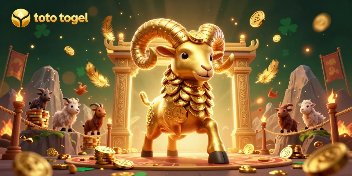 Engage in thrilling toto togel gameplay with a majestic golden ram amidst dynamic betting elements.