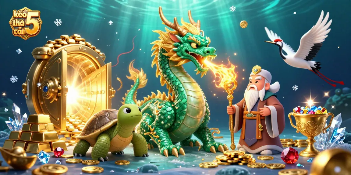 Experience thrilling wins with kèo nhà cái 5's dynamic casino scene featuring dragons and treasures.