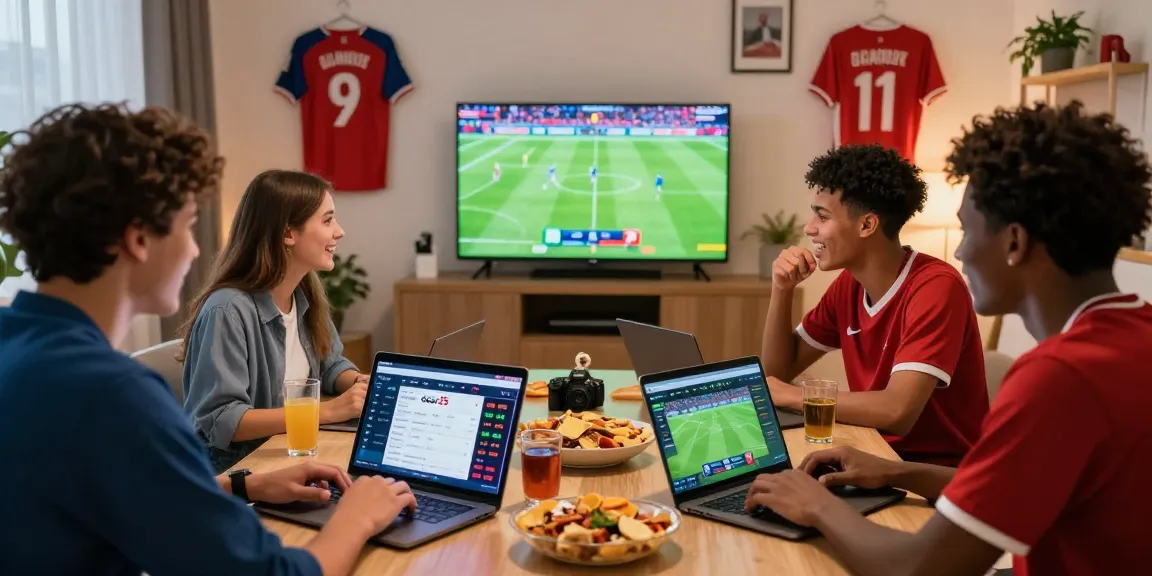 Engaged friends enjoying a sports betting experience on Gacor25 during the World Cup.