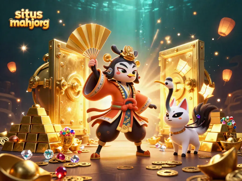 Experience thrilling निशान with situs mahjong set in a vibrant casino world filled with gold and treasures.
