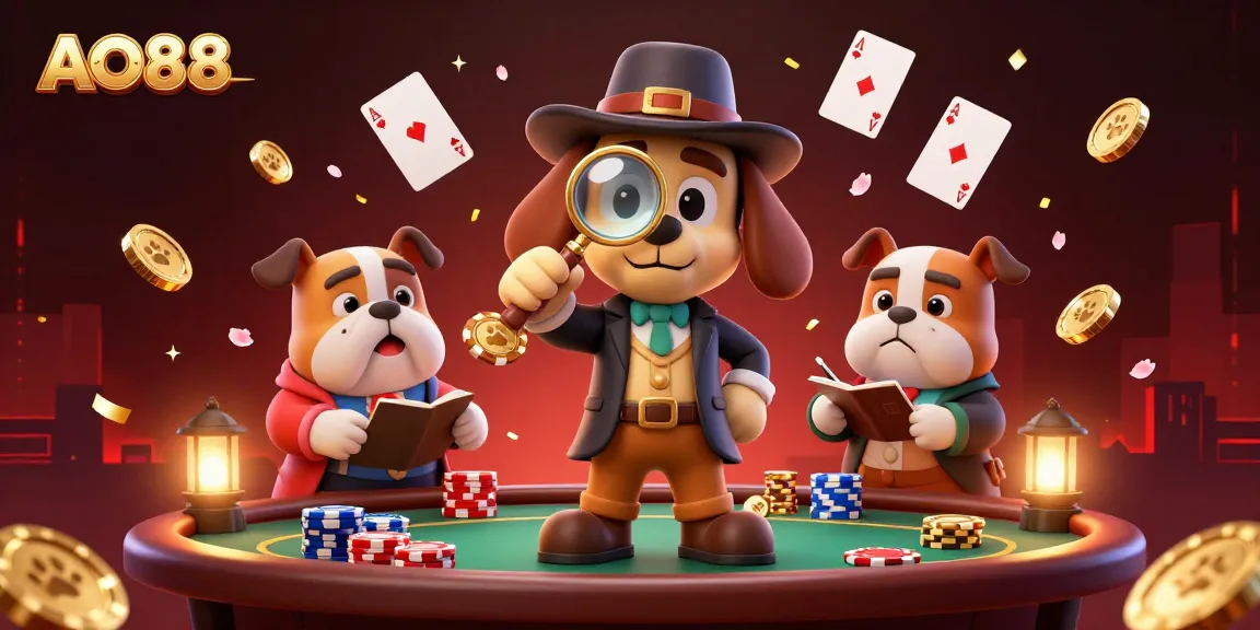 Engage with AO88's thrilling poker scene featuring a detective duo uncovering clues.