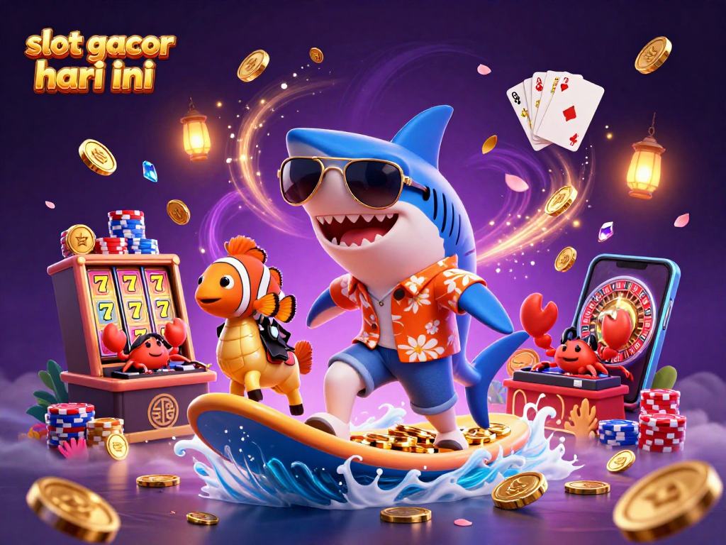 Experience the excitement of slot gacor hari ini with vibrant casino-themed 3D characters and elements.