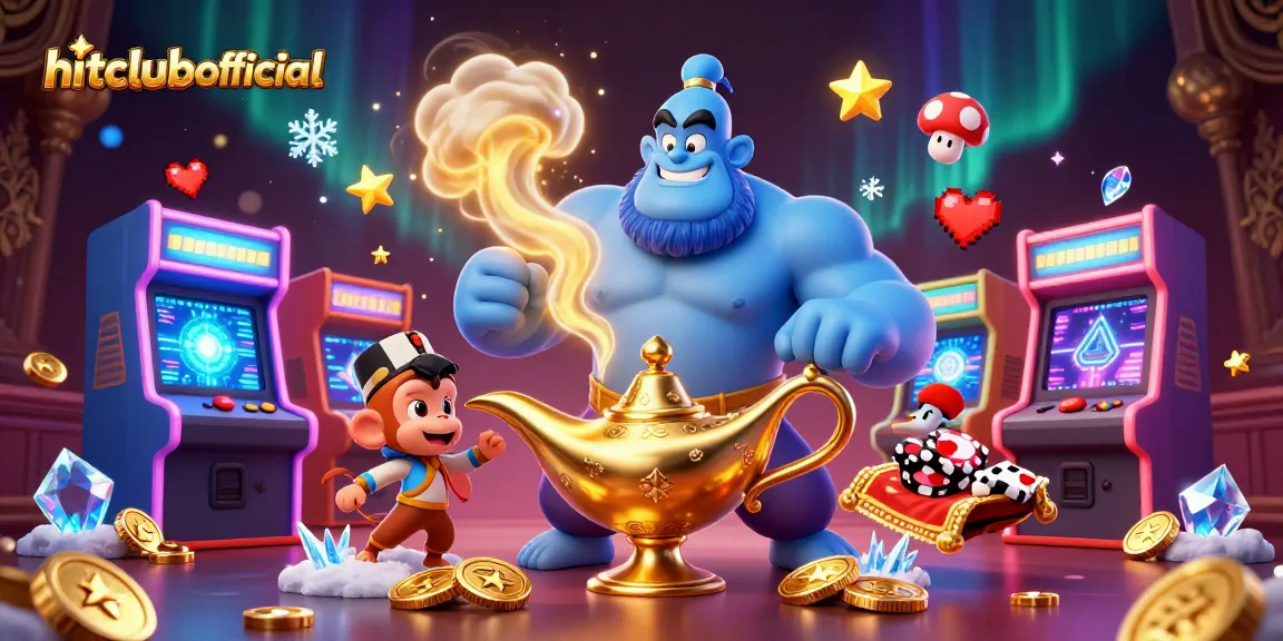 Experience thrilling excitement at hitclubofficial with a vibrant 3D casino illustration filled with games and rewards.