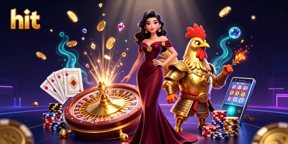 Hit your jackpot with glamorous scenes, golden coins, and vibrant gameplay elements in this casino illustration.