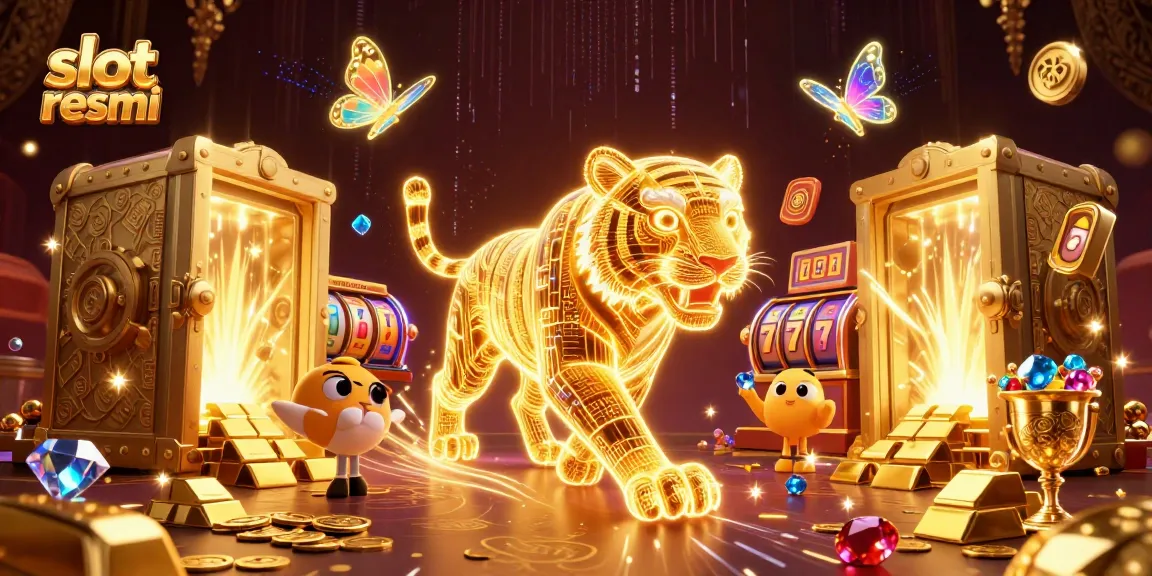 Permainan slot resmi menarik dengan harimau emas dan elemen jackpot di kasino digital.