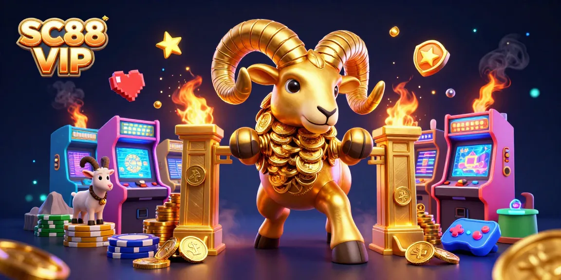 Experience the thrill of SC88 VIP with vibrant casino elements and golden ram, offering top gambling fun.