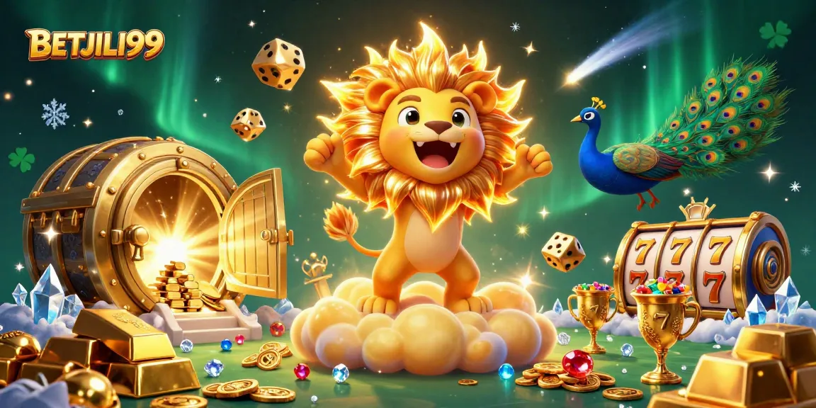 Experience the thrill of BETJILI99 with this vibrant 3D gaming scene filled with dynamic casino elements.