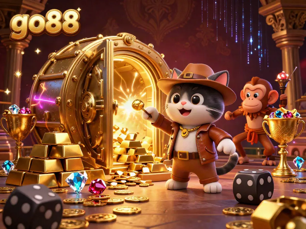 Engage with go88 as the treasure-hunting cat discovers casino artifacts beneath ancient traps.