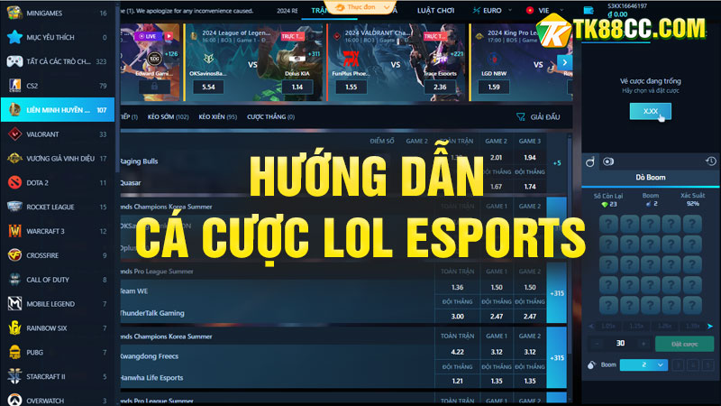 Hướng dẫn cá cược lol esports