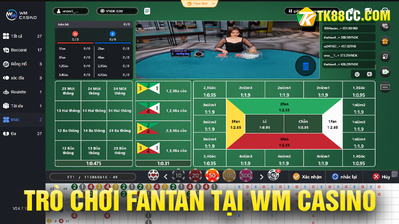 Trò chơi fantan tại wm casino