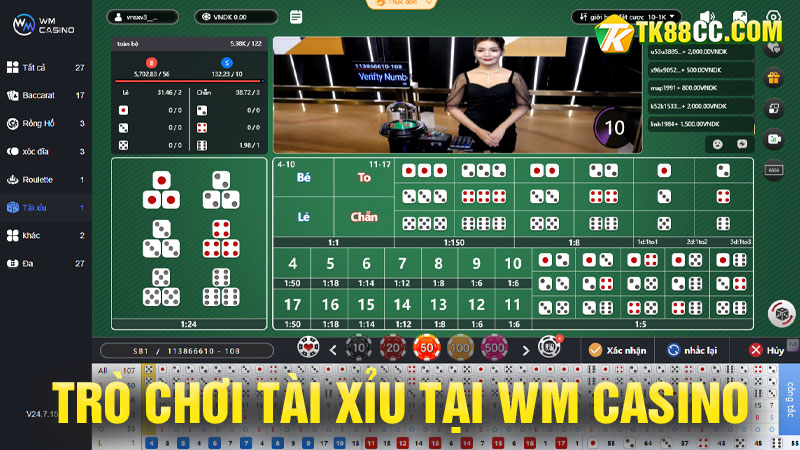 Trò chơi tài xỉu tại wm casino