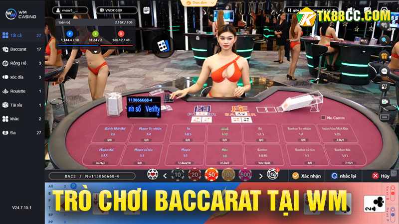 Trò chơi baccarat tại wm casino