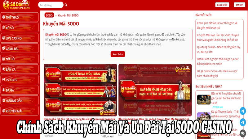 Chính sách khuyến mãi và ưu đãi tại sodo casino