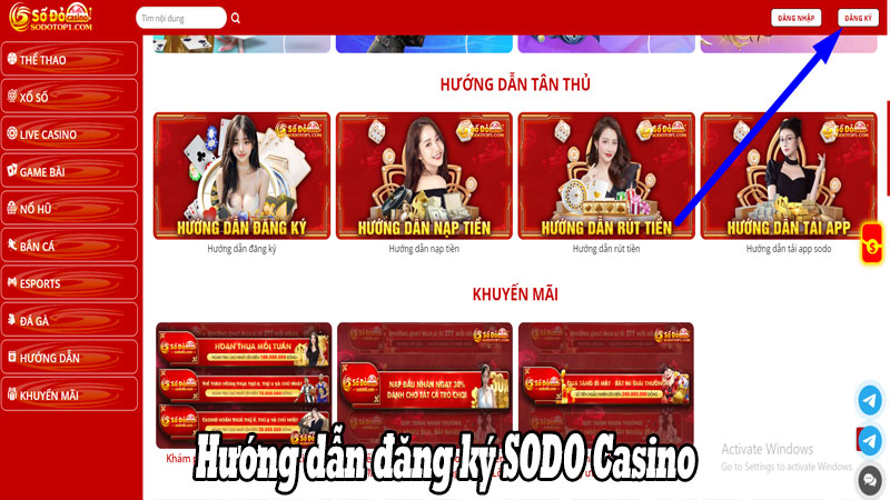 Hướng dẫn đăng ký sodo casino